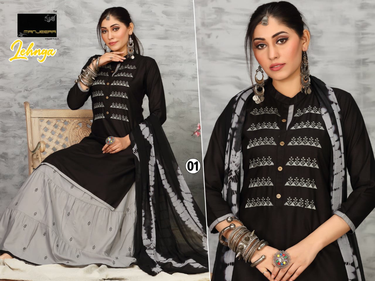 Majeera Lehnga Festive Wear Rayon Printed Ready Made Collection